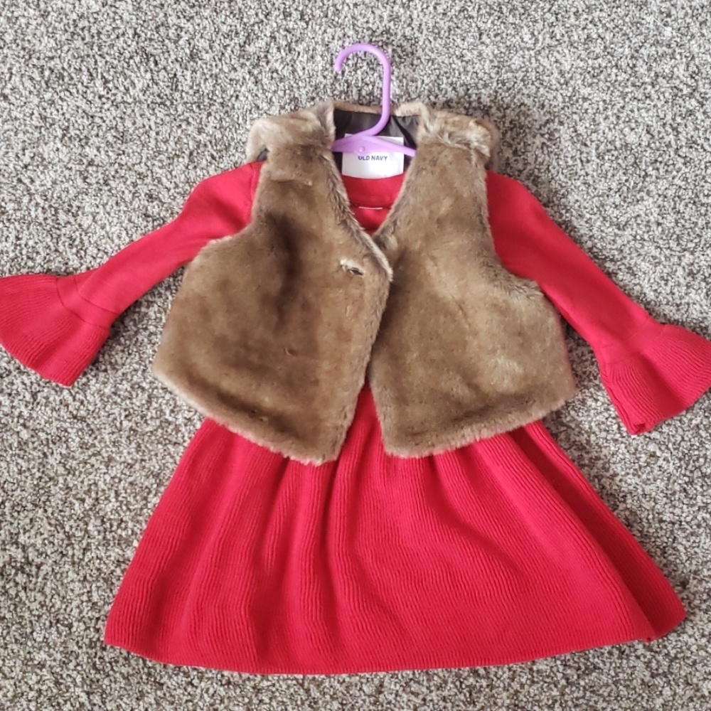 Baby GAP red sweater dress with bell sleeves